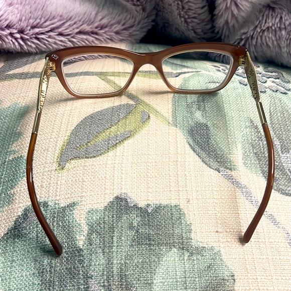 BURBERRY CARAMEL COLOR EYEGLASSES WITH GOLD METAL TEMPLES, CASE & CLEANI… - Picture 8 of 13